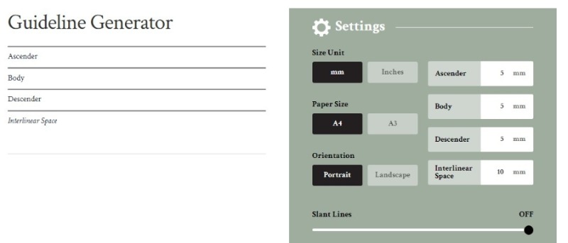 An example of Scribblers guidline generator